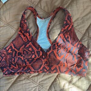 Women's Orange and Black Swim Top